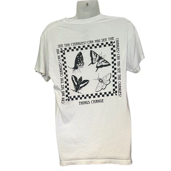 Neon Riot Women's Sz Small Butterfly Things Change Graphic Tee Shirt White - Picture 1 of 3